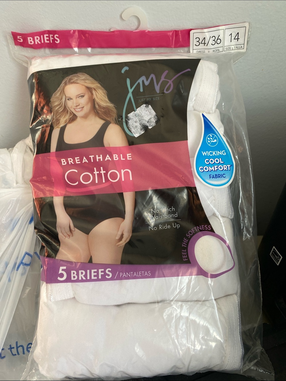 Just My Size White Cotton Briefs - 5 Pack
